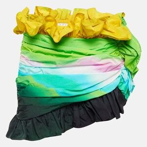 Area Green Ombre Ruffled Miniskirt
